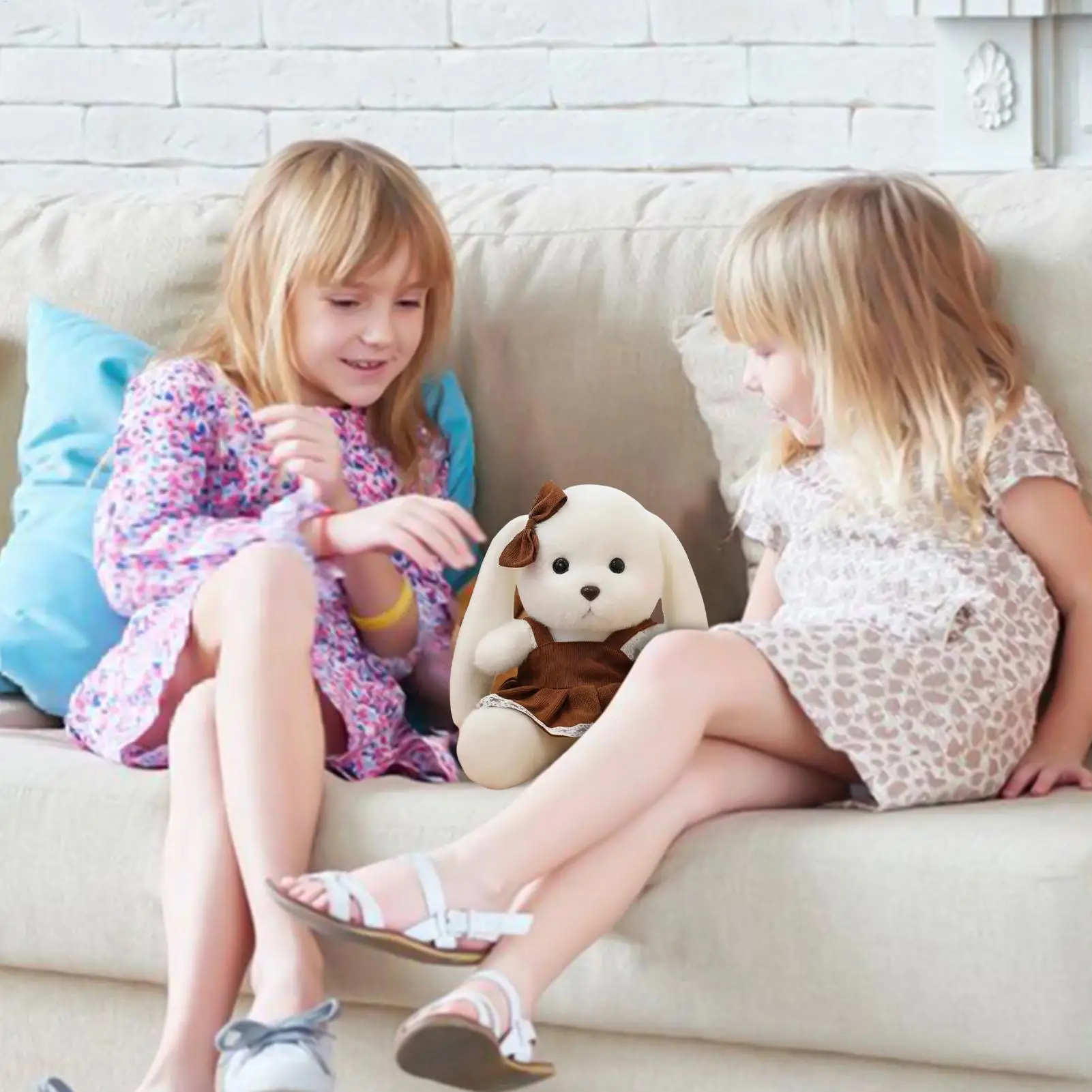 

Stuffed Bunny Plush 9 Inches Brown Dress Cuddly Toys Stuffed Toy For Home Living Room Nursery Travel Car Seat