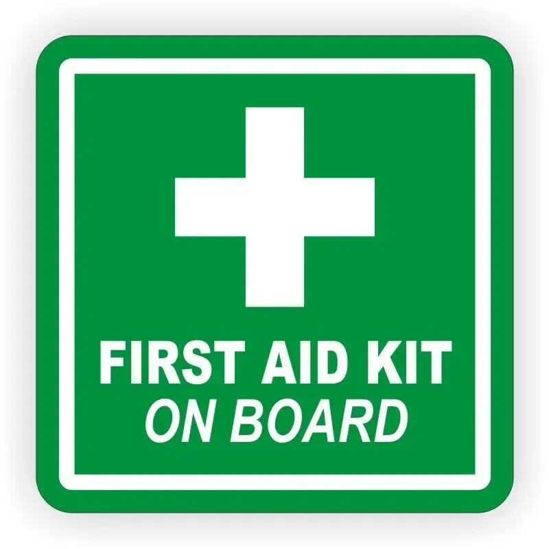 First Aid Kit On Board Vinyl Decal  Sticker  Label 4x4 Off Road Safety RV Hospital stickers Rescue stickers