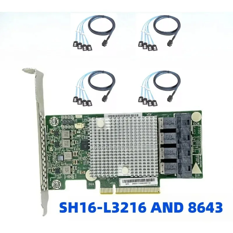 SH16-L3216 Quadruple 12GB 9305-16i Pass-Through Card HBA SFF8643 Expansion Card 3008