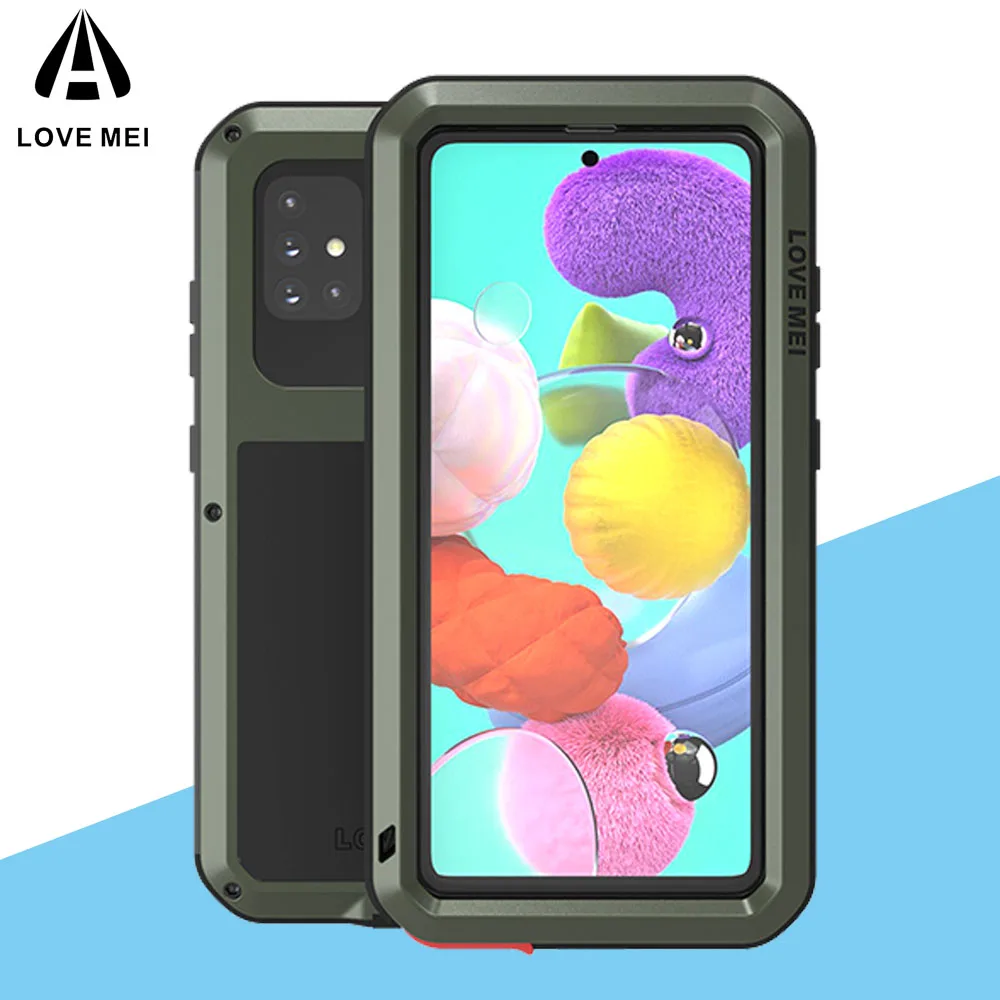 

For Samsung Galaxy A51 A71 A72 A52 A30 A40 A50 A70 S21 Note 20 Case LOVEMEI Shock Dirt Proof Water Resistant Metal Armor Cover