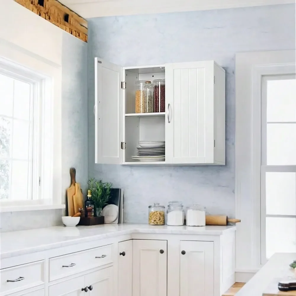 

1PC Wall Mount Cabinet Storage Organizer, MDF Medicine Cabinet With Adjustable Shelf For Living Room, Kitchen, Or Laundry Room