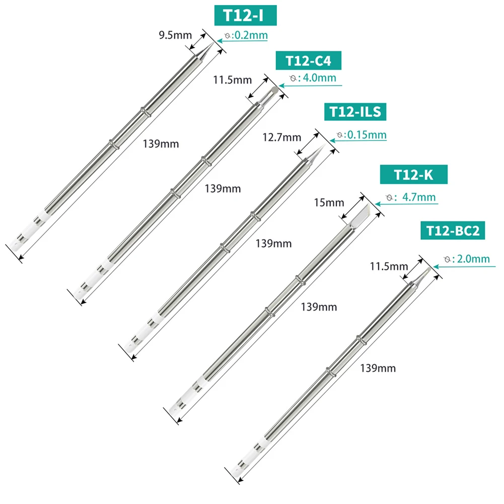 T12 Tip Soldering Iron Tips T12-ILS/K/I/BC2/C4 For 951 950 942 Welding Bench Composite Welding Nozzle Metalworking Welding Tool