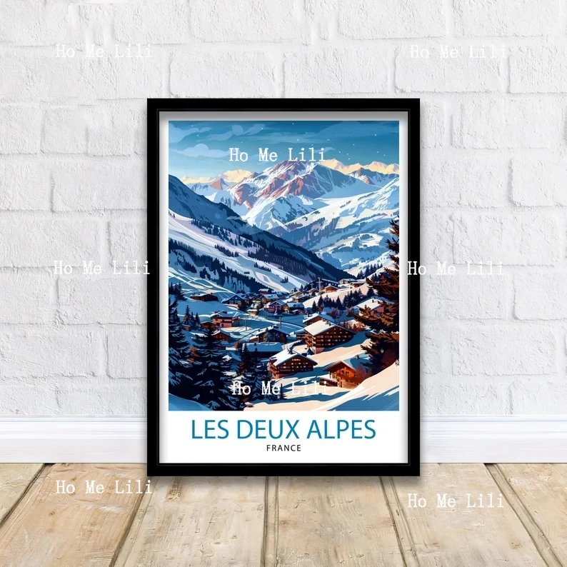 Les Deux Alpes Ski Resort Travel Print Wall Decor Gift Art Lovers Frameless