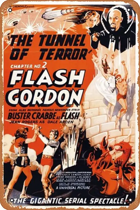 Flash Gordon Movie Poster Decoration Family Restaurant Bar Cafe Wall Retro Decoration Sign Tin Logo 12x8 Inch sign sign