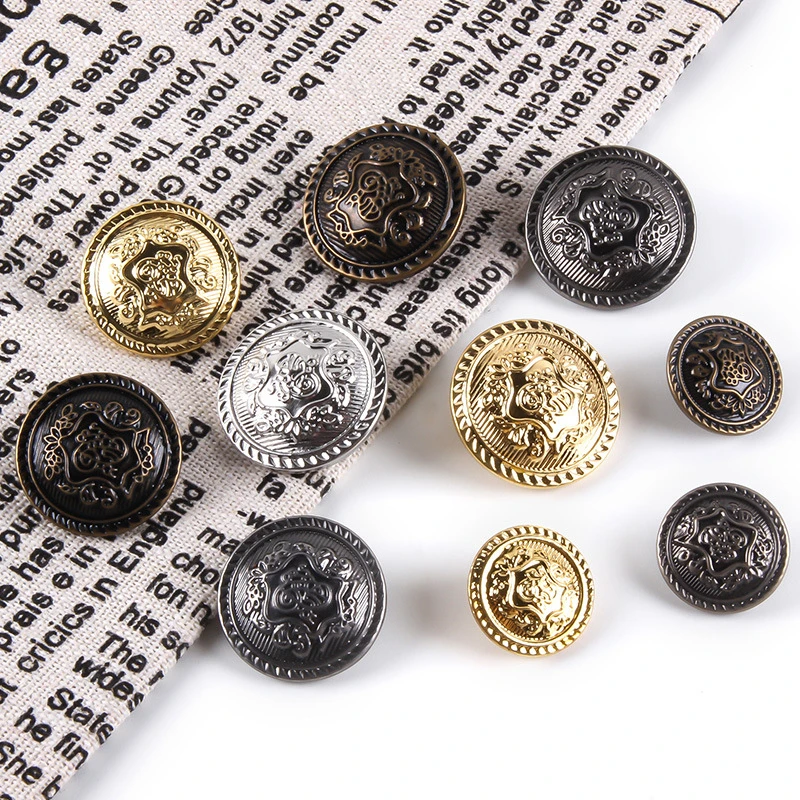 10pcs/lot 15/20/25mm Vintage British Clothing Buttons Gold Silver Black Metal Small Buttons for Clothing Fashion Shirt Buttons