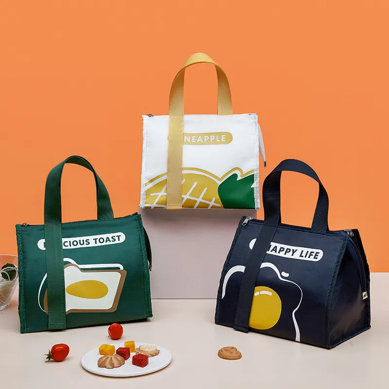 Simpatica borsa termica per il pranzo per le donne borsa termica Bento custodia tripla isolata per alimenti borse resistenti all'acqua con grande capacità