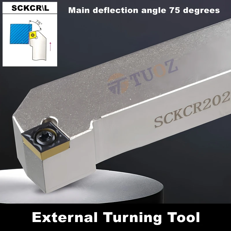 

TUOZ 75 degrees External Turning Tool Holder SCKCR SCKCL 1212 1616 2020 2525 Cnc Lathe Cutter Bar CCMT CCGT Inserts