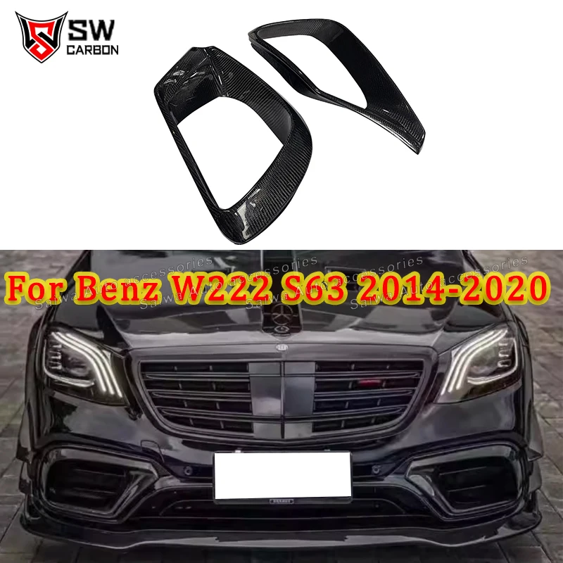 High Quality Carbon Fiber Front Bumper Air Vent Outlet Covers Trim For Benz S Class W222 S63 S65 AMG 2018-2020 Front Air Vent