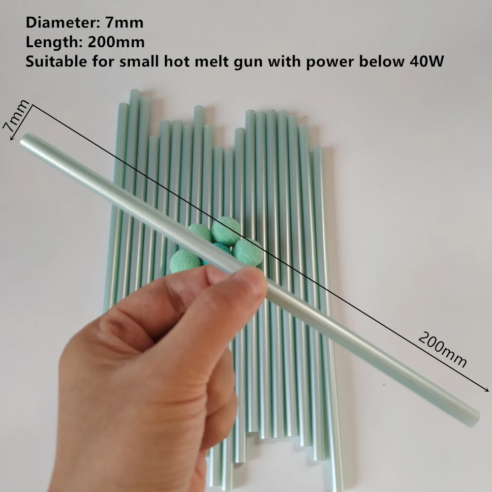 20 pz 7x200mm metallo verde colla a caldo stick, colore perlescente striscia adesiva Hot Melt, incollaggio, rappezzatura. Può fare sigillo di cera