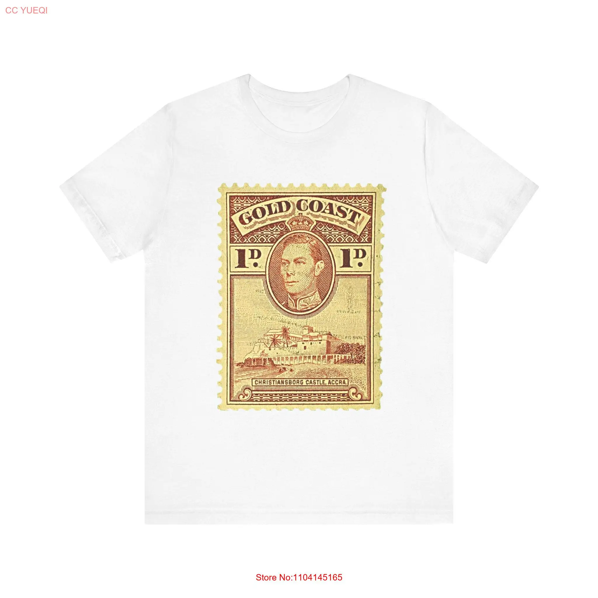 British Empire Vintage Postage T Shirt King George VI The Crown Anglophile Queen Elizabeth Gold Coast Ghana