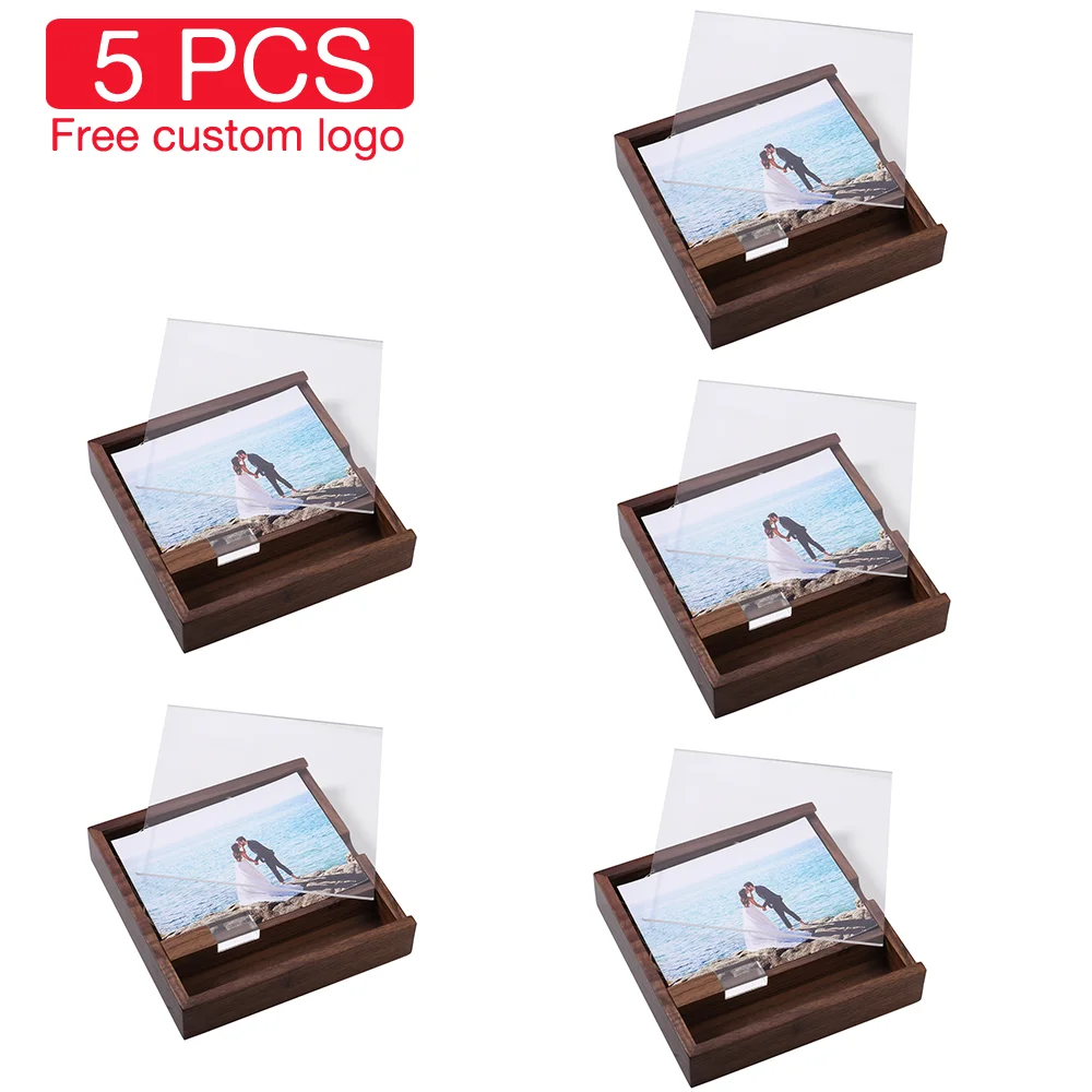 

JASTER 5PCS USB Flash Drive 128GB Free Custom Logo Memory Stick 64GB Transparent Lid Pen Drive 32GB Wooden Box Pendrive 16G Gift