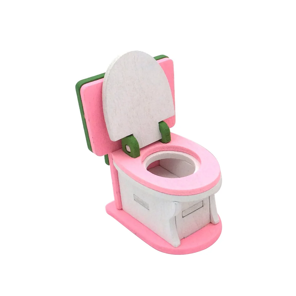 Bathroom Decoration Toy Wooden Toilet Funiture Toys Mini House Children Bamboo Children’s