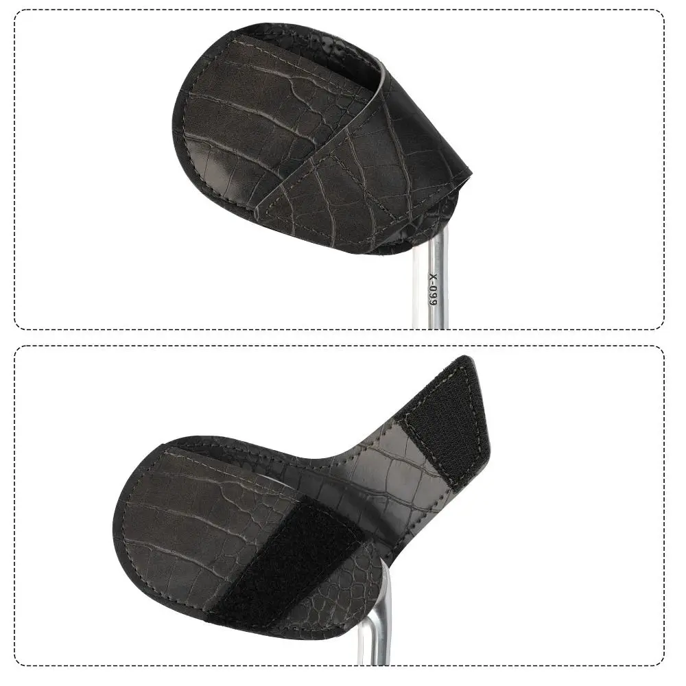 PU Leather Golf Iron Headcover Crocodile Pattern Wear Resistant Golf Wedges Head Cover Dustproof Golf Training Equipment