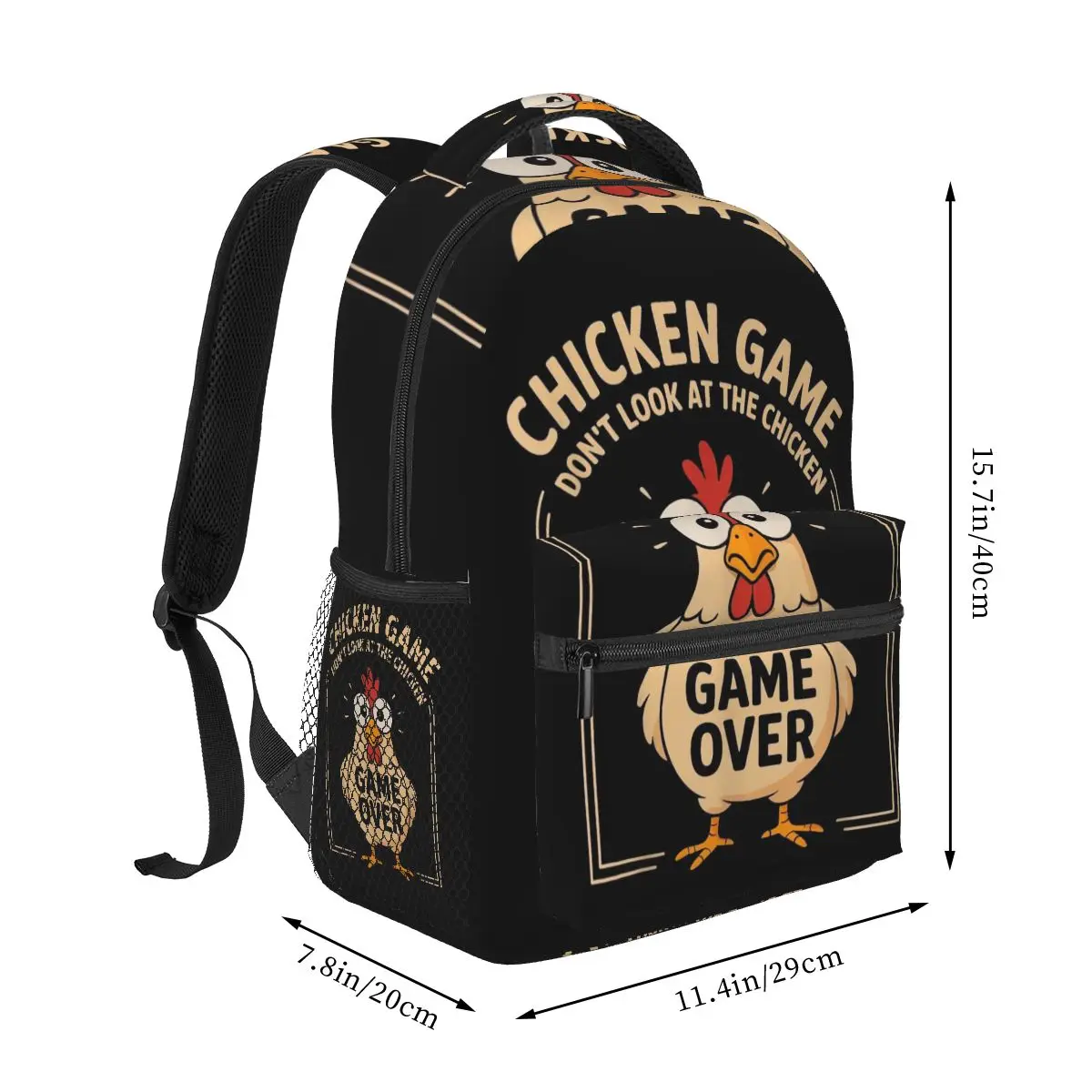Chicken Game Don't Look At The Chicken Backpack Student Boys Girls BookBag Children School Bag Laptop Shoulder Bag for Men Women