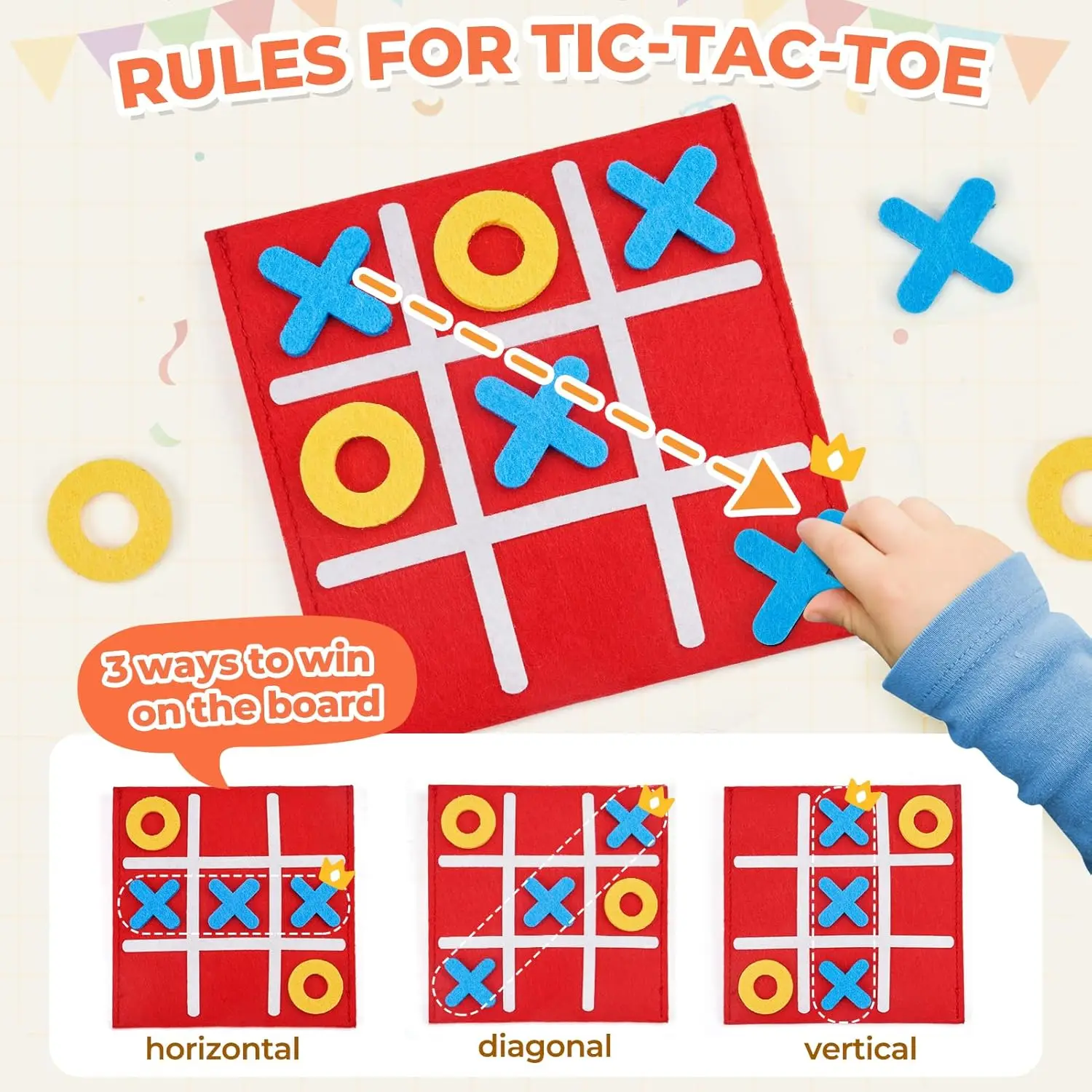 30 Pack  Felt Tic Tac Toe Board Game Set - Family Fun! Classic Strategy Game, Birthday Party Favors, EducationalStudent Gifts view 4