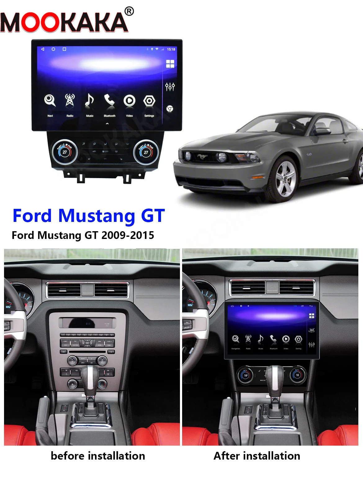 

13.3 Lnch Android 12 For Ford Mustang 2009-2014 Large Screen Car Radio Stereo Multimedia Player Gps Navigation Dsp Carplay