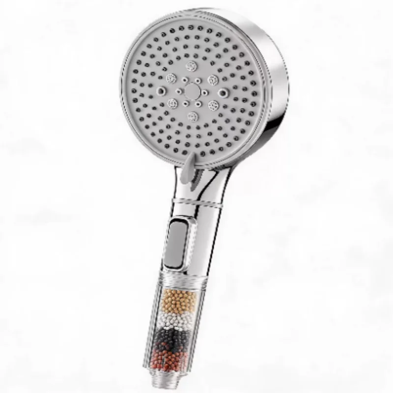 Bathroom Handheld Shower Head 5 Gear Water Mode Stop Button Anti-limescale Chlorine Removal Filter Shower Head