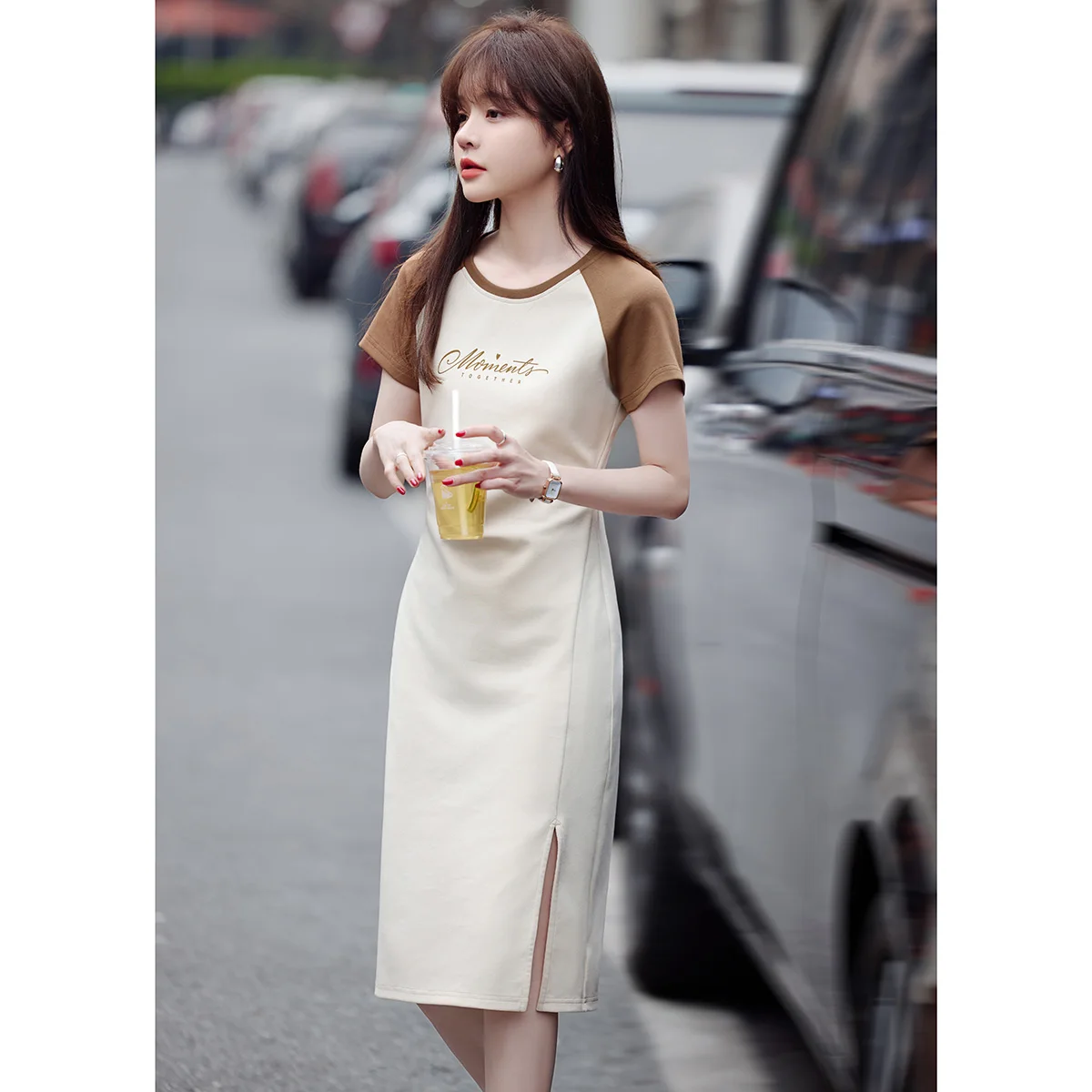 

Cotton Patchwork Embroidered Flares Summer Female Clothing O-Neck Floral Printing Short Sleeve Gauze Mesh Chiffon Dress