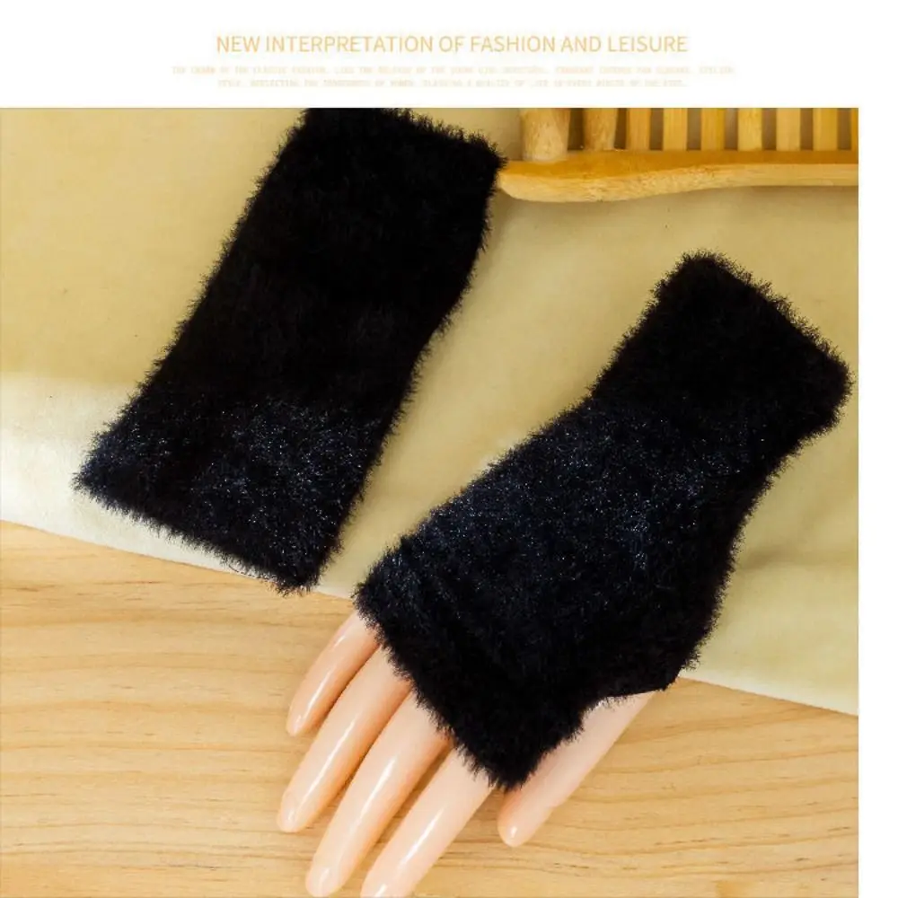 

Новые мягкие перчатки с полупальцами, однотонные вязаные варежки на запястье, теплые перчатки для письма, модная одежда
