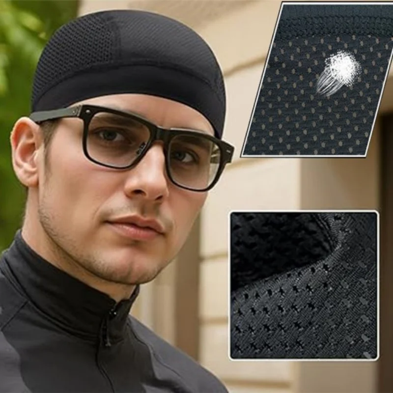 Summer Breathable Mesh Quick Dry Skull Beanie Cap Cycling Anti-UV Headscarf Absorb Sweat Helmet Liner Cap Sports Gym Running Hat