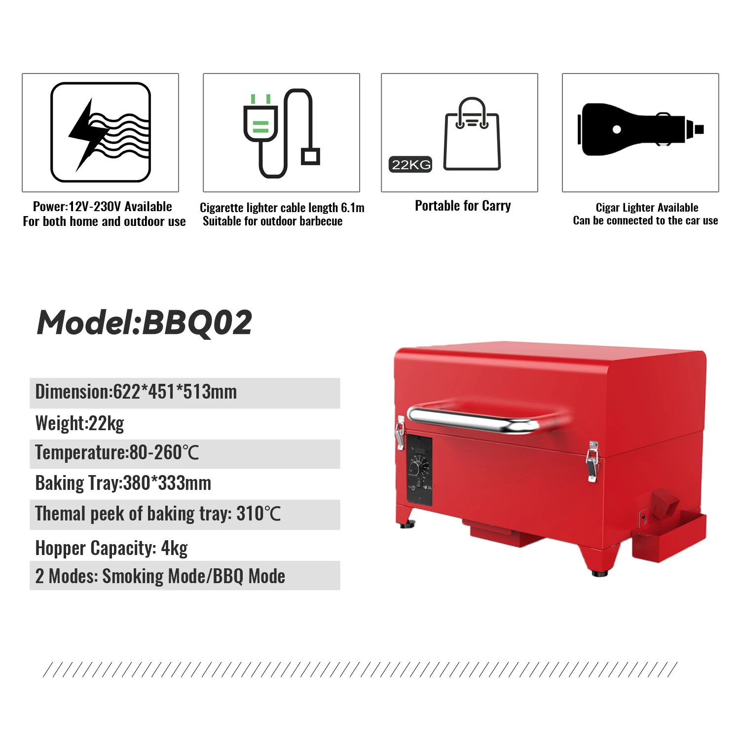 2026 New Portable Pellet Grill Barbecue Pellet Stove With Intelligent Temperature Control