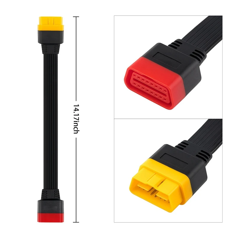 Nieuwe Obd Obd2 Verlengkabel Connector Voor Launch X431 V/Easydiag 3.0/Mdiag/Golo Belangrijkste 16Pin man-vrouw Kabel 36Cm