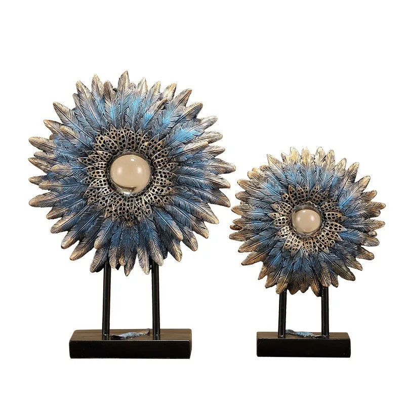 Creative American retro feather ornament gift TV cabinet living room coffee table sample room soft home decoration ornament