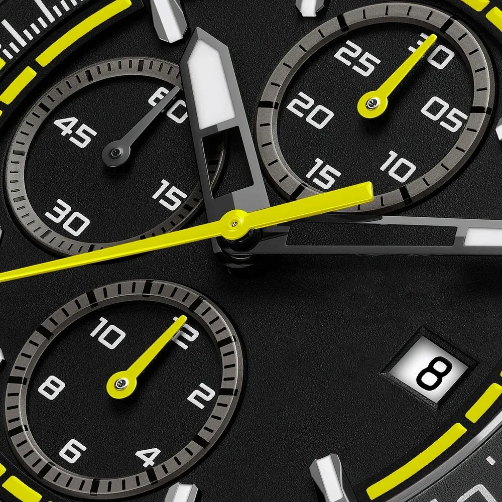 42 مللي متر VK67 ساعة يد تعمل بالحركة حافظة خضراء مضيئة مقاومة للماء من الفولاذ المقاوم للصدأ المطاط حزام ساعة رجالية رياضية عصرية