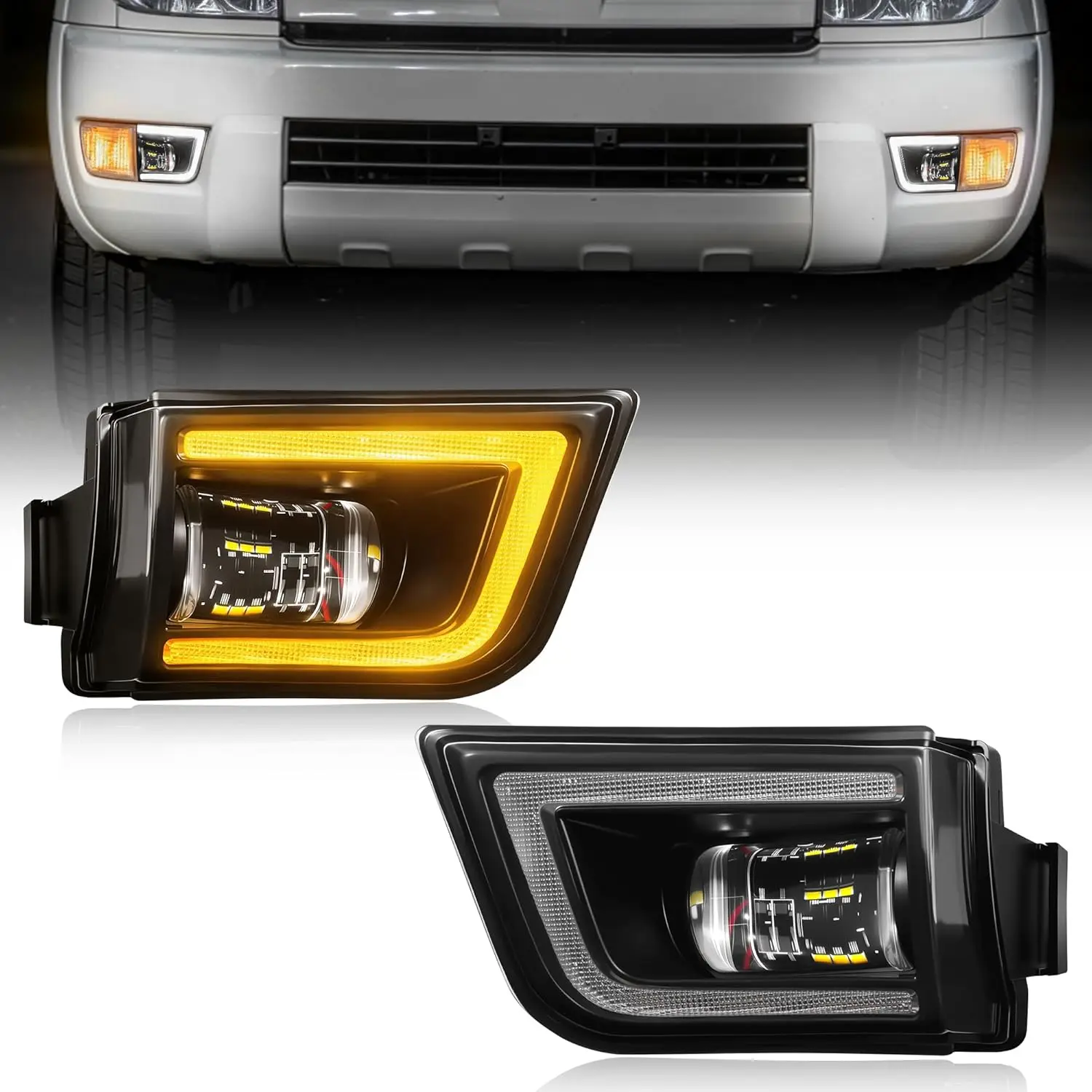 

LED Fog Lights for Toyota 4Runner 2003 2004 2005 with DRL Light Turn Signal Light Front Driving Fog Lamps Assembly Replacement