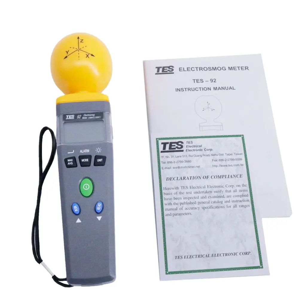 TES-92 Portable EMF ElectroSmog Meter Triaxial Data Logger EMF Meter Frequency Range 50MHz to 3.5 GHz