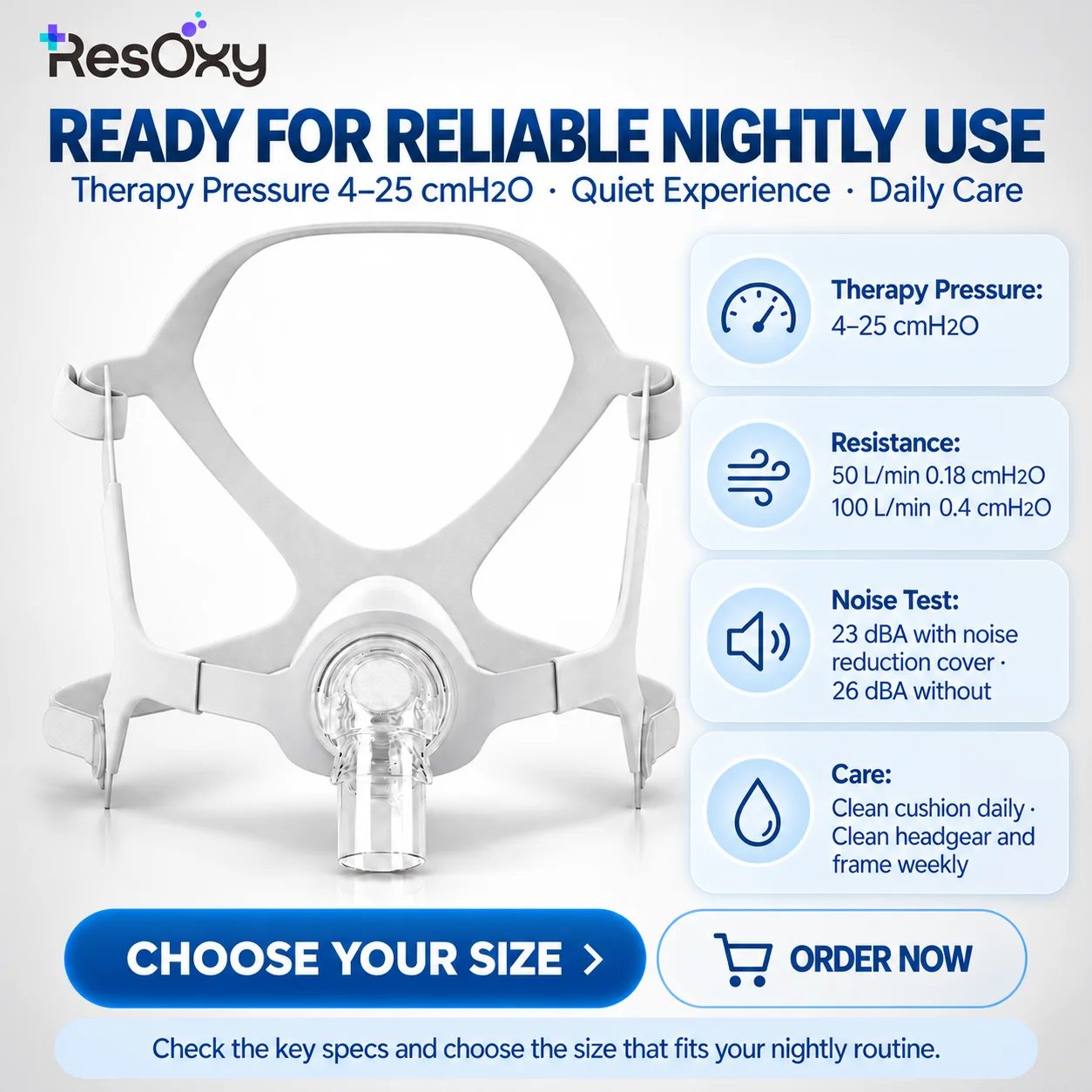 resoxy-cpap用鼻マスク（ヘッドギア付き）、apap-bipapマシン対応、医療用シリコンクッション、睡眠時無呼吸症候群対策、いびき防止マスク、交換用