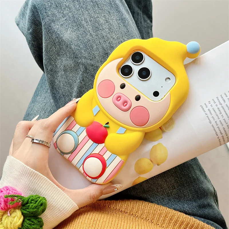 

Мягкий силиконовый чехол INS Pop Cartoon Pig 3d для iphone 17promax 16 Plus 15 14 12 13 Pro Max 15Promax 14P с милыми узорами, подарки для детей