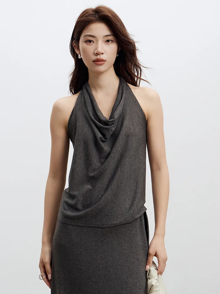 Winsleter-28.8% ขนสัตว์ 3%ผ้าไหมเสื้อกั๊กหรูหรา,ผู้หญิงเชือกแขวนคอ,แฟชั่นเดินทางเสื้อถักเปิดหลัง,ฤดูใบไม้ร่วง 2025 T58636CC