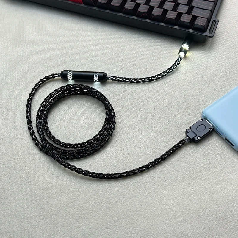 Custom Luminous Hollow Type-C Aviation Plug Cable – Single Crystal Copper 8K Magnetic Axis Keyboard Data & Charging Cable