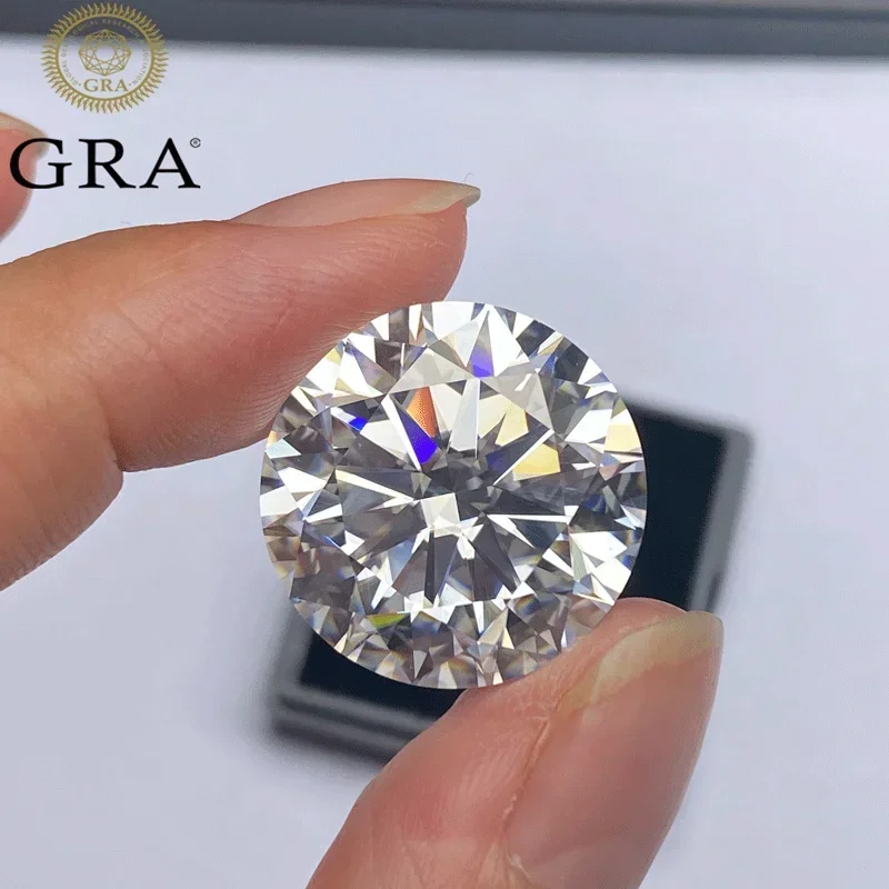 Ruihe New Moissanite Certified Stone 20mm Round DEF Color VVS1 Pass Diamond Test with GRA Report Laser Code for Jewelry Making