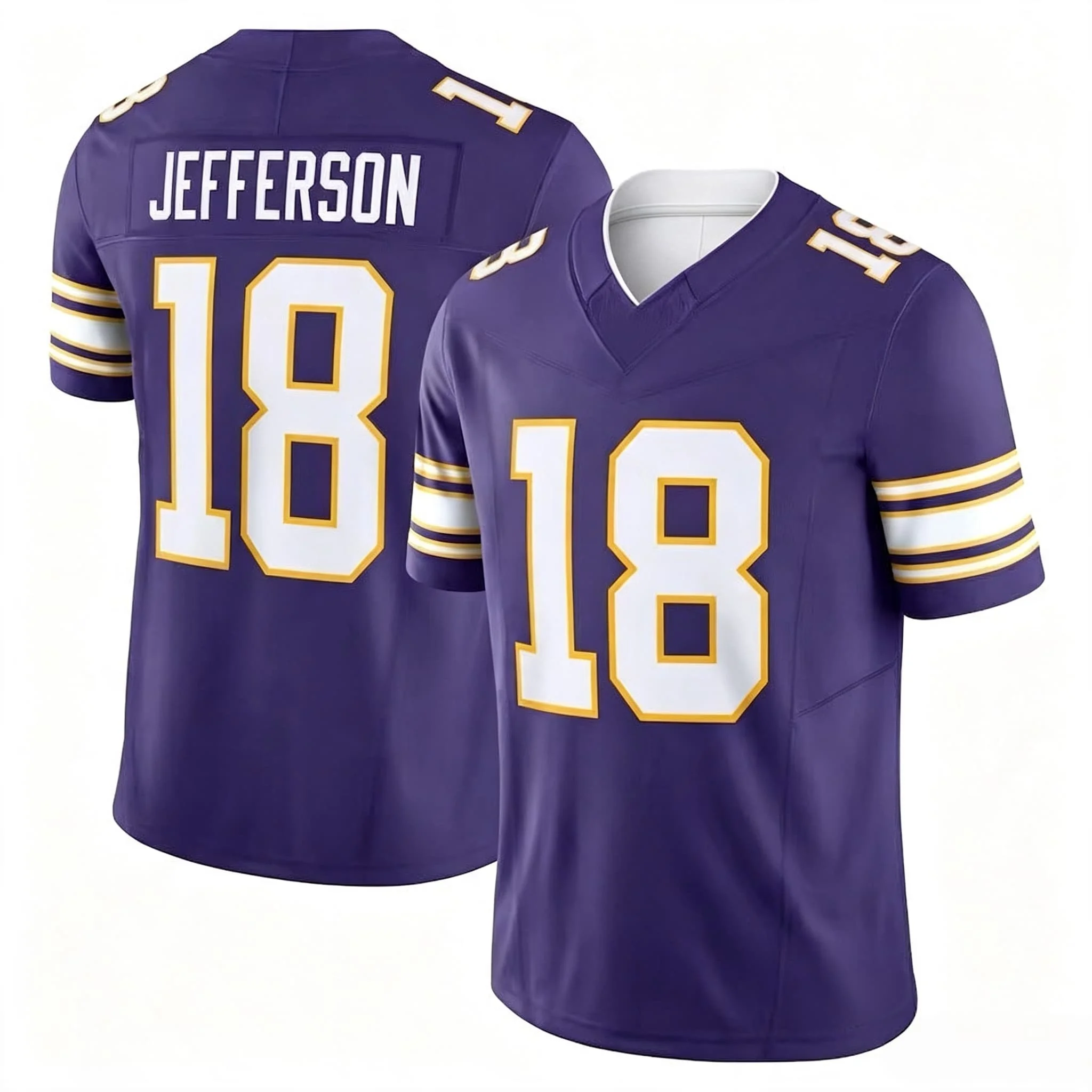 Herren 18 Justin Jefferson Lila Limited Edition Kurzarm American Football Top Rugby Sport Unisex T-Shirt – Detail 4