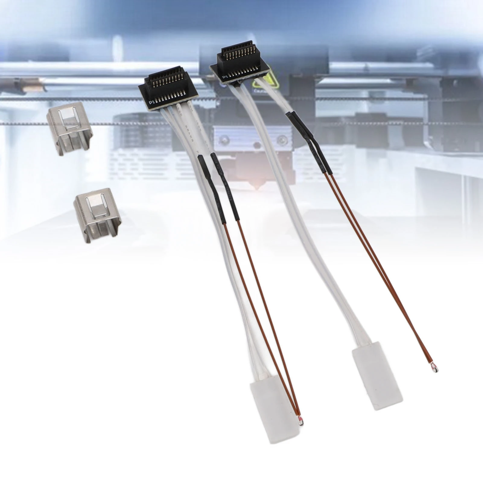 

2 Set 24V 48W 3D Printer Ceramic Heater Thermistor Kit with Fixing Clamp for Bambulab P1P P1S