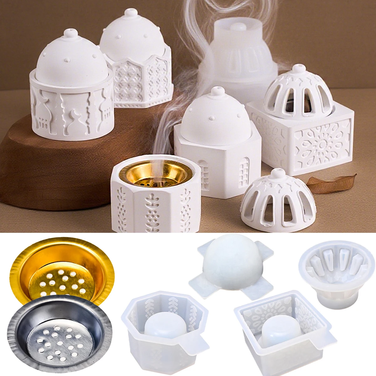 Brûleur d'encens polygone en Silicone, bricolage, moule en béton, ciment, bougie, pot d'aromathérapie, conteneur, fabrication de moules en plâtre, décoration de maison