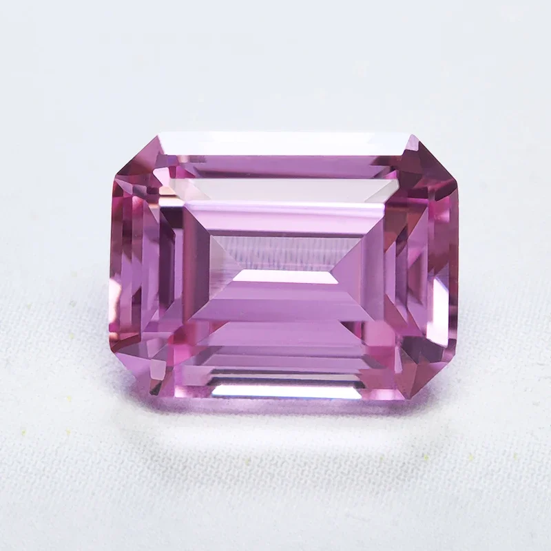 Customized Pink Sapphire Emerald Cut 13x18mm 20 Carats