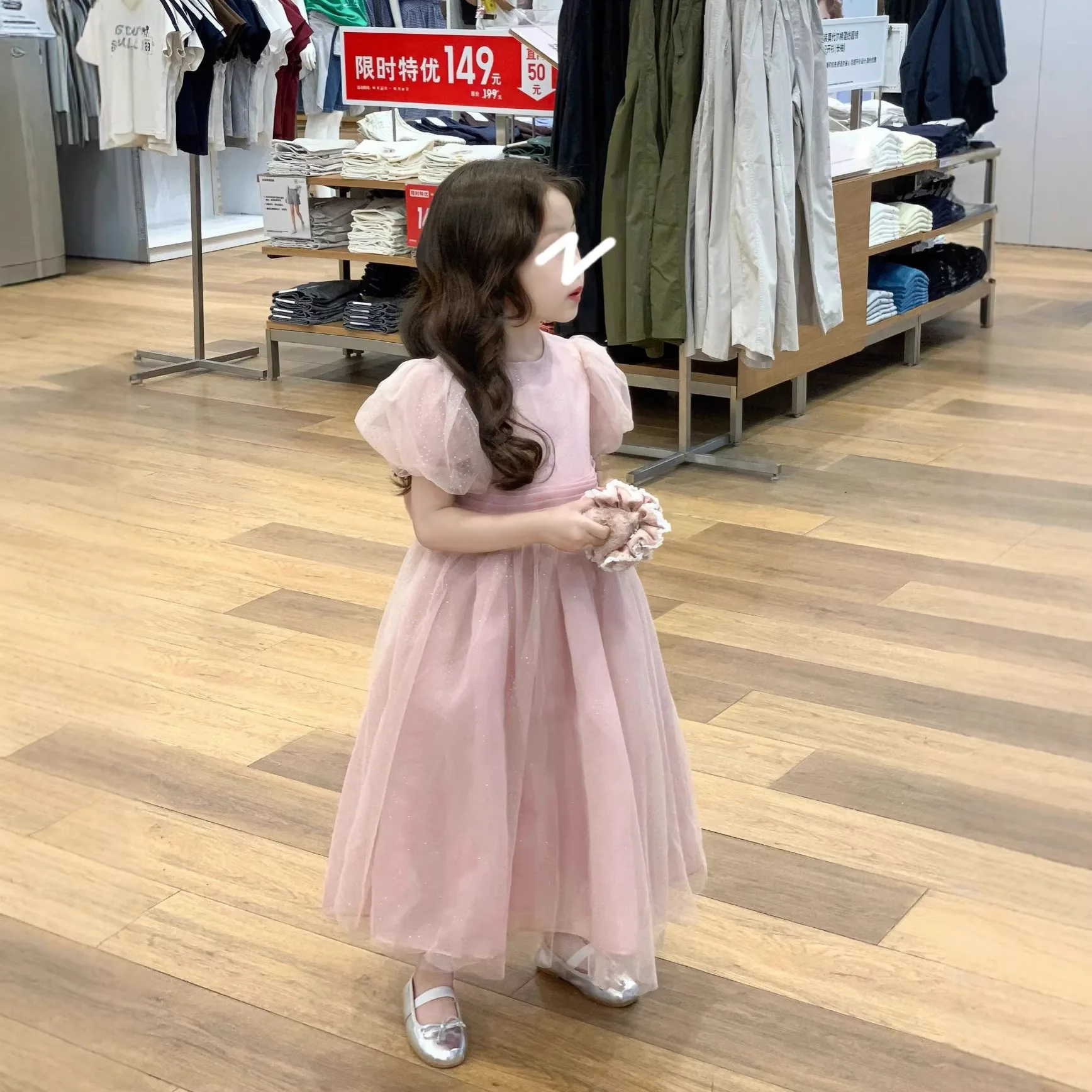 Korean Children's Clothing 2026 Baby Girls' Summer Bow Bright Bubble Sleeve Princess Skirt Fluffy Skirt