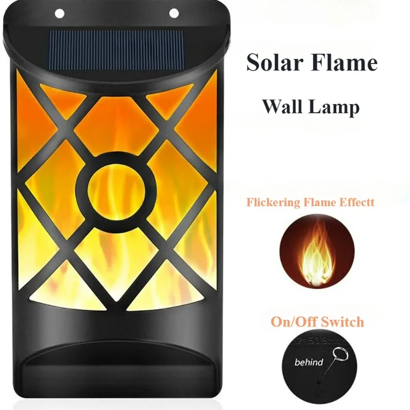 

Solar Flame Wall Lamp LED Flickering and Dancing Flame Lamp Courtyard Sensing Street Lamp Garden Wall Hanging Night Light