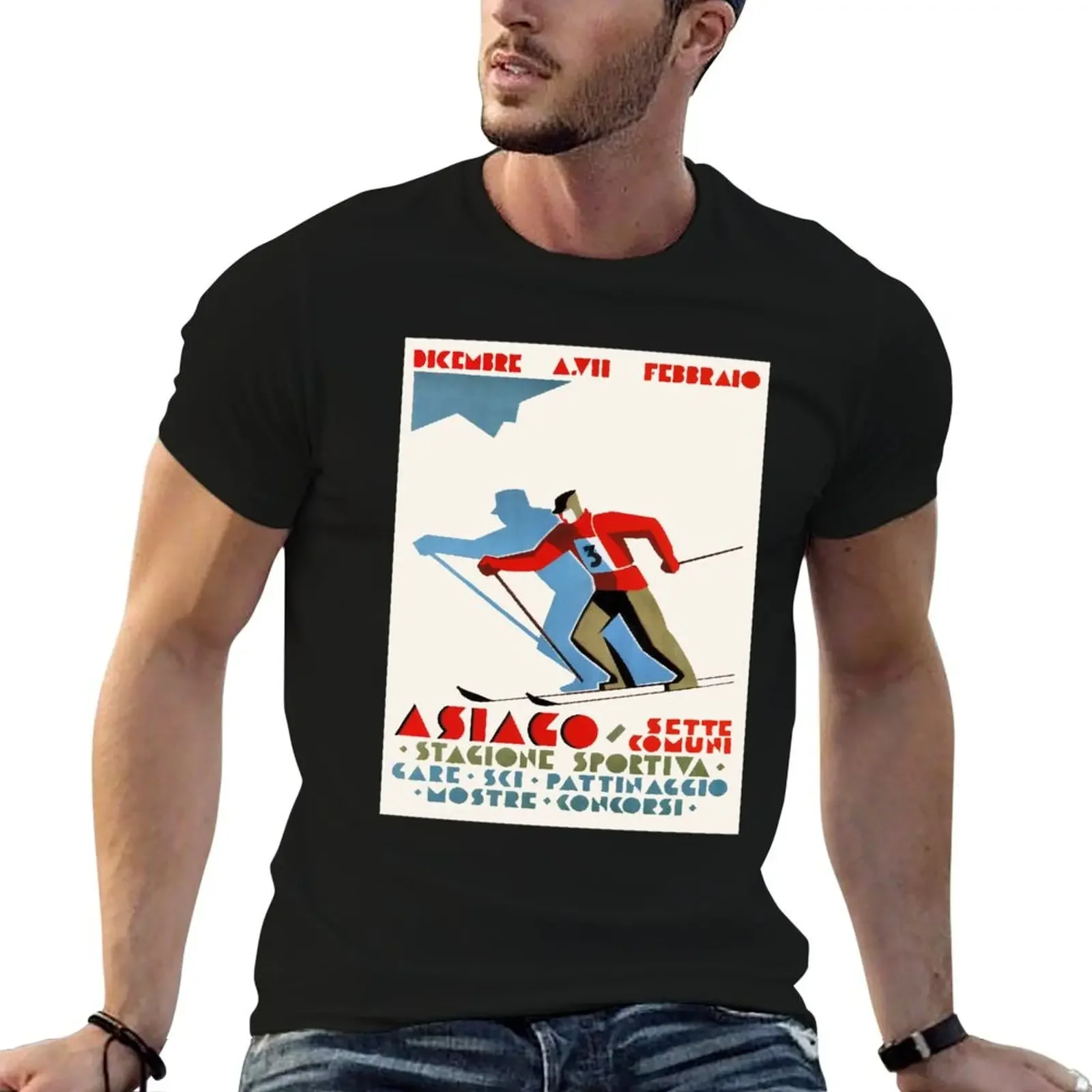 

Asiago Italy Vintage Ski Poster T-Shirt new edition anime clothes heavyweights heavyweight t shirts for men