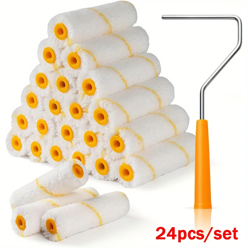 25Pcs New Paint Roller Brush Dense Bristles Latex Paint Roller Brush Tools For Painting Home Wall Cabinets Doors Fences Ceilings