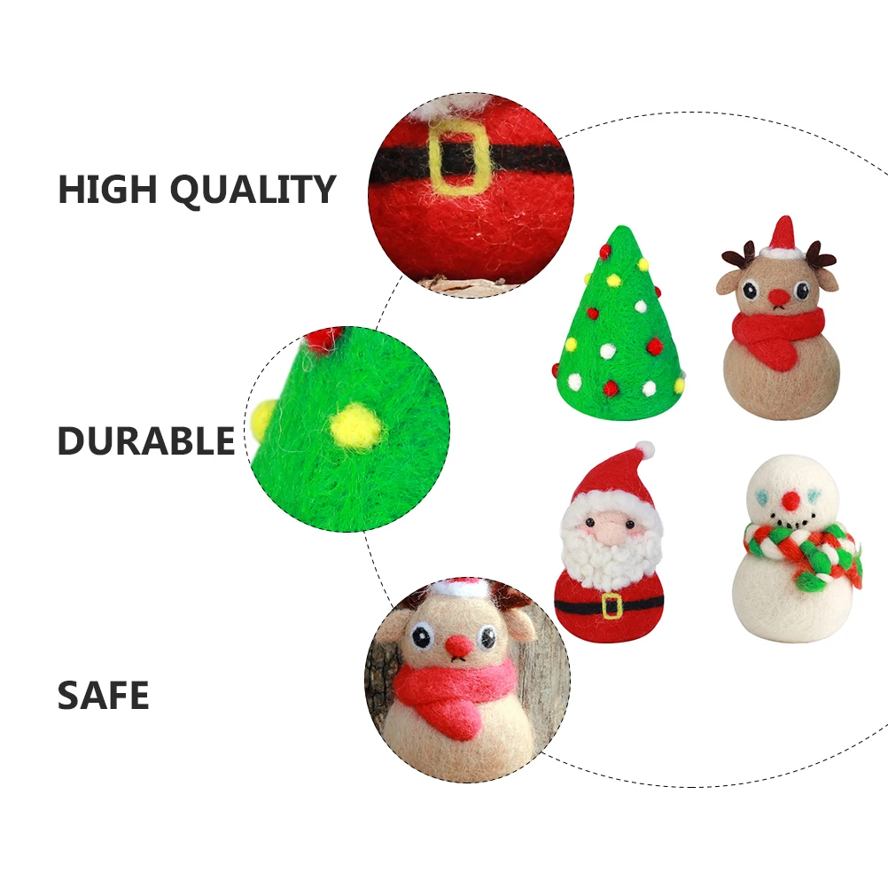 

Christmas Felt Crafts Wool Felting Supplies 4 Sets DIY Xmas Material Kits Kids Needle Gift Starter Kit H made Sewing