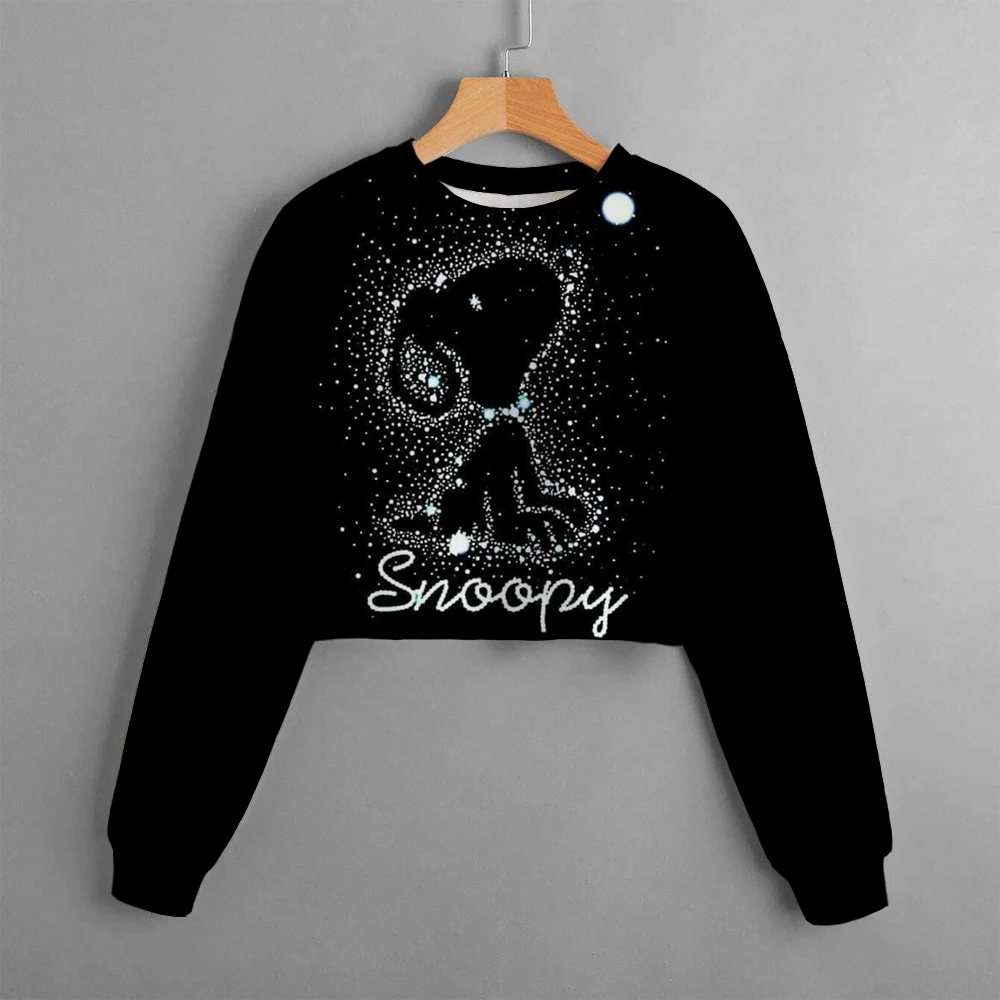 Casual New Spring and Autumn Snoopy Classic Odzież dziecięca Print Girls Short Hoodie Snoopy Wygodny i uroczy top