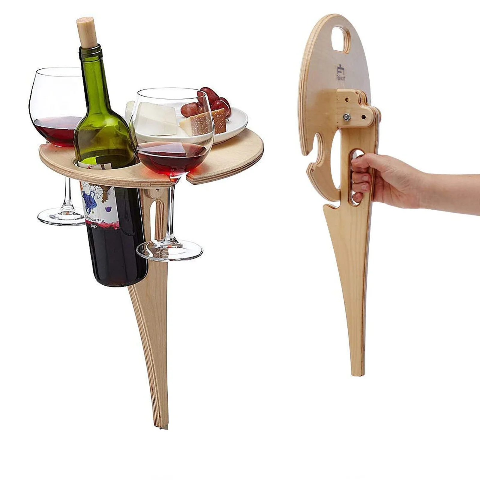 Outdoor Wine Table Portable Foldable Table Outdoor Picnic Wine Glass Holder for Camping and Dining Removable Wooden Rack Mine