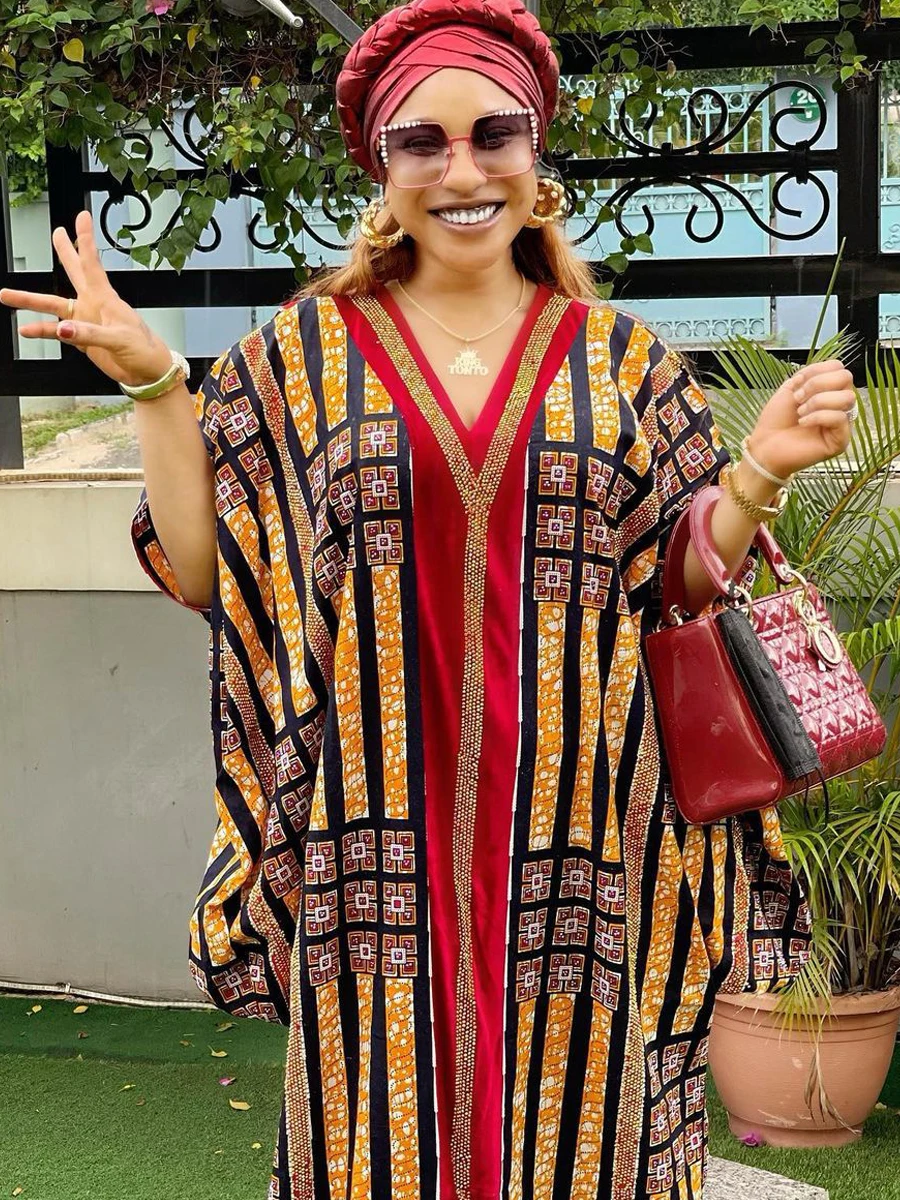 

African Dresses For Women 2022 Muslim New V-neck Maxi Femme Robe Nigerian Traditional Clothes Summer Fashion Abayas Dubai Boubou