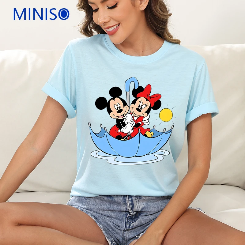 

Clothes Trends 2025 Tops & Tees Disney Mickey and Minnie Printed Cotton T-shirt Loose Clothing Custom T Shirt Brands Summer