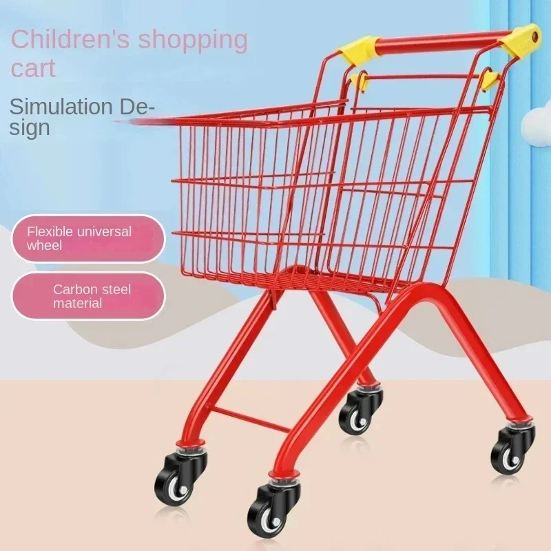 Foldable Multi-color Baby Shopping Cart Children's Supermarket Play House Trolley Toy for Kids