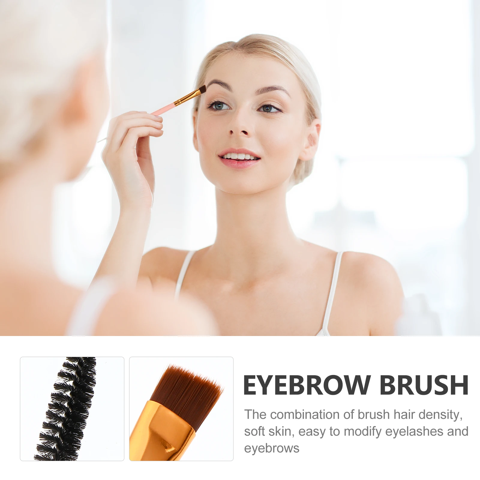 6 個の両端眉毛ブラシ斜めスプーリーセットメイクアップツールナチュラルルックギフト眉毛斜め眉毛